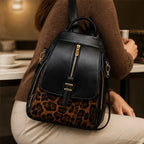 Vanessa Leopard Panel Leather Backpack - Panther - Luxury Knit - Brondals - Image 4