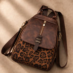 Vanessa Leopard Panel Leather Backpack - Jaguar - Accessories > Bags > Backpacks - Brondals - Image 1
