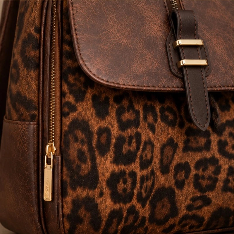 Vanessa Leopard Panel Leather Backpack - Jaguar - Clothing - Brondals - Image 2