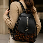 Vanessa Leopard Panel Leather Backpack - Panther - Knitwear - Brondals - Image 3