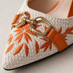 Veda Embroidered Pointed-Toe Slingback Pumps - Ecru - Women's Footwear > Heels > Slingback Heels - Brondals - Image 1