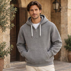 Vernon Waffle-Knit Half-Zip Hoodie - Gray - Clothing > Tops > Hoodies > Half-Zip Hoodies - Brondals - Image 1