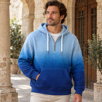 Vernon Waffle-Knit Half-Zip Hoodie - Blue - Clothing > Tops > Hoodies > Half-Zip Hoodies - Brondals - Image 1