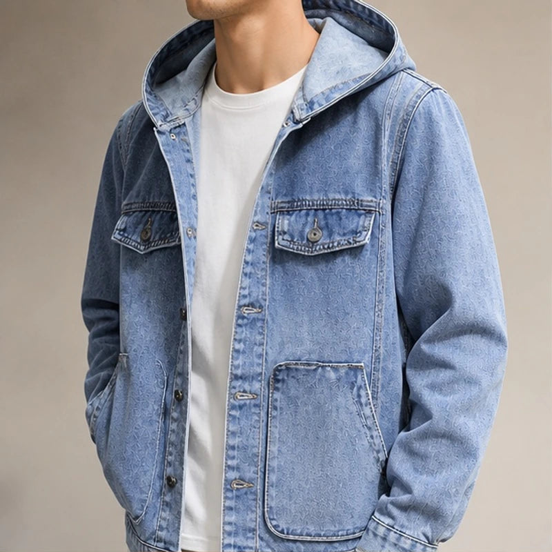 Wakefield Denim Hooded Jacket - Light Blue - Department: Men - Brondals - Image 3