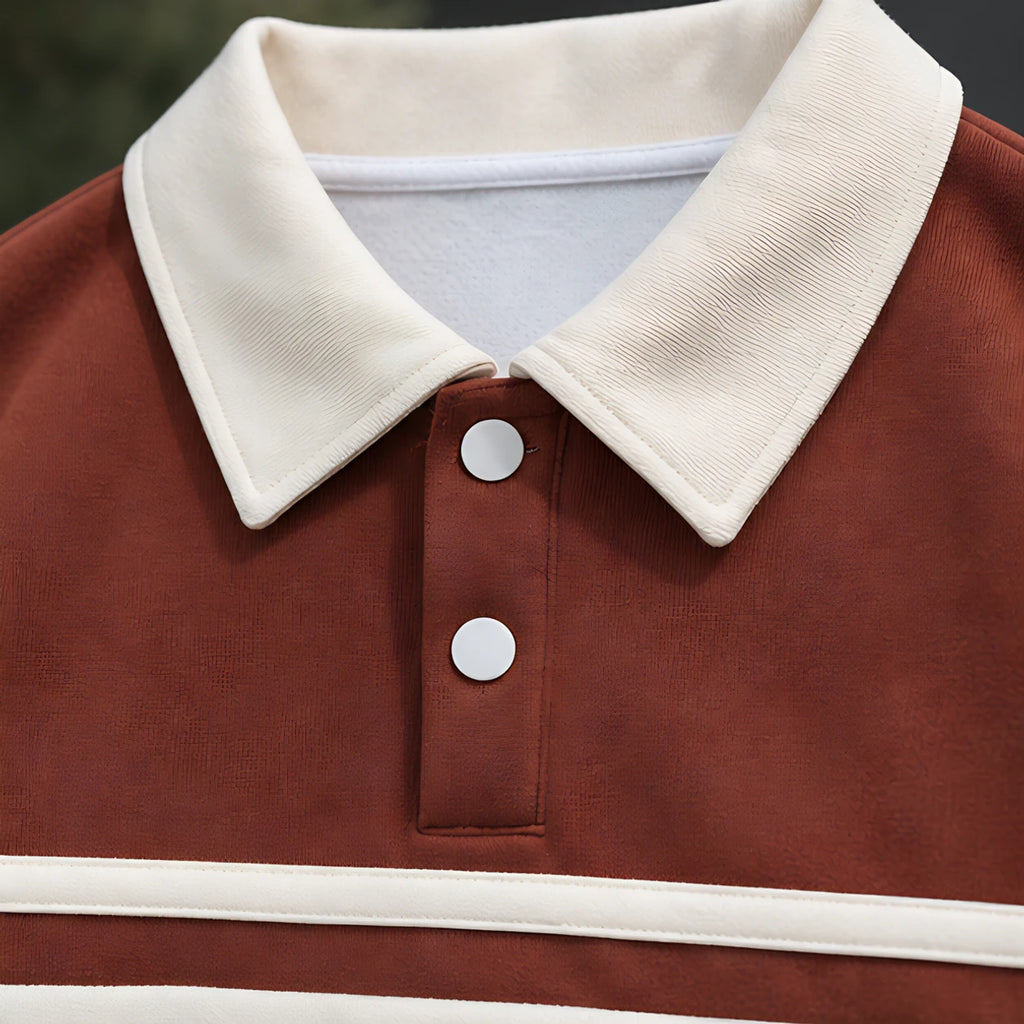 Warrick Men's Striped Collared Sweatshirt - Canyon Brown - male - Brondals - Image 3