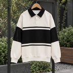 Warrick Men's Striped Collared Sweatshirt - Off White - Clothing > Tops > Polo Sweatshirts - Brondals - Image 2