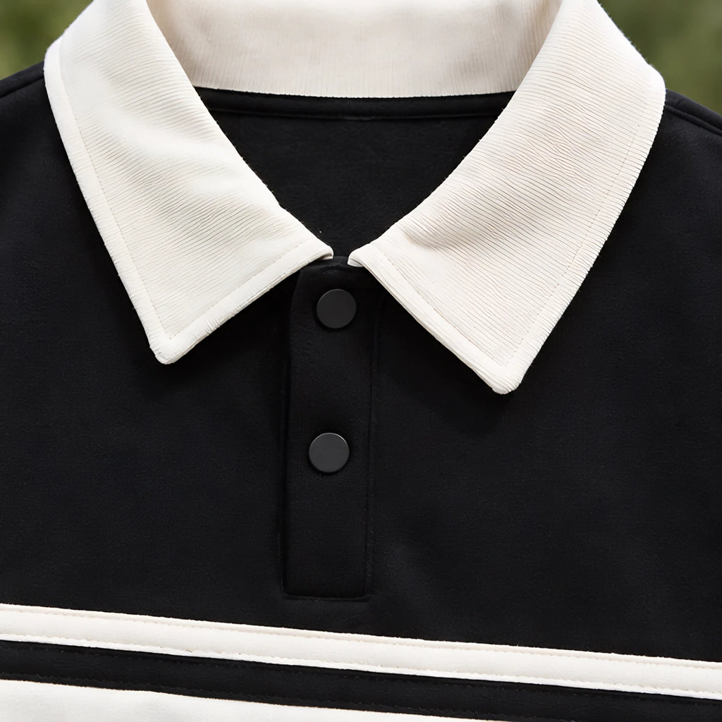Warrick Men's Striped Collared Sweatshirt - Black - male - Brondals - Image 3