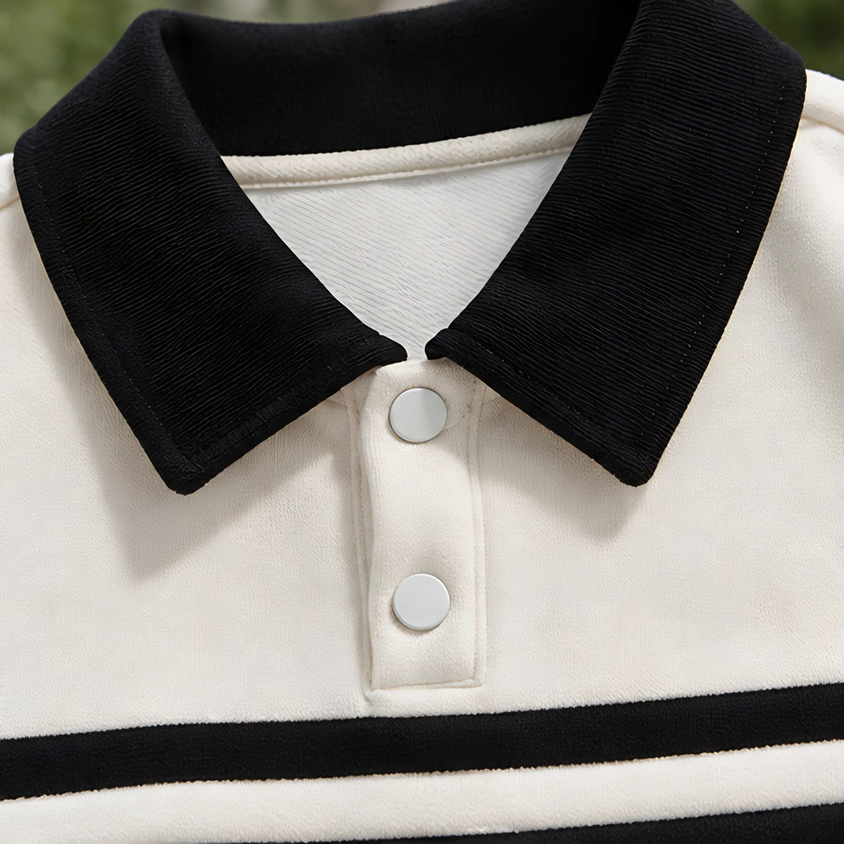 Warrick Men's Striped Collared Sweatshirt - Off White - male - Brondals - Image 3