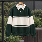 Warrick Men's Striped Collared Sweatshirt - Dark Green - Clothing > Tops > Polo Sweatshirts - Brondals - Image 2