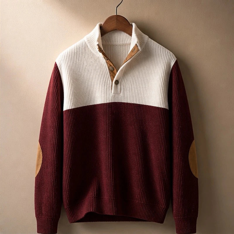 Warwick High Stand Collar Sweater - Burgundy - Men's Clothing > Sweaters & Cardigans > High Collar Sweaters - Brondals - Image 1