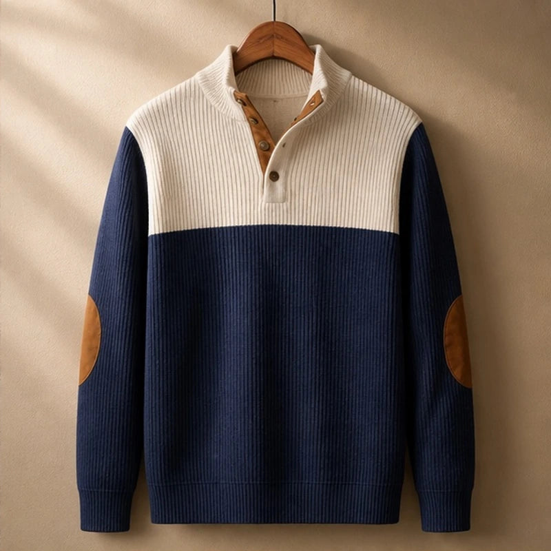 Warwick High Stand Collar Sweater - Navy Blue - Men's Clothing > Sweaters & Cardigans > High Collar Sweaters - Brondals - Image 1