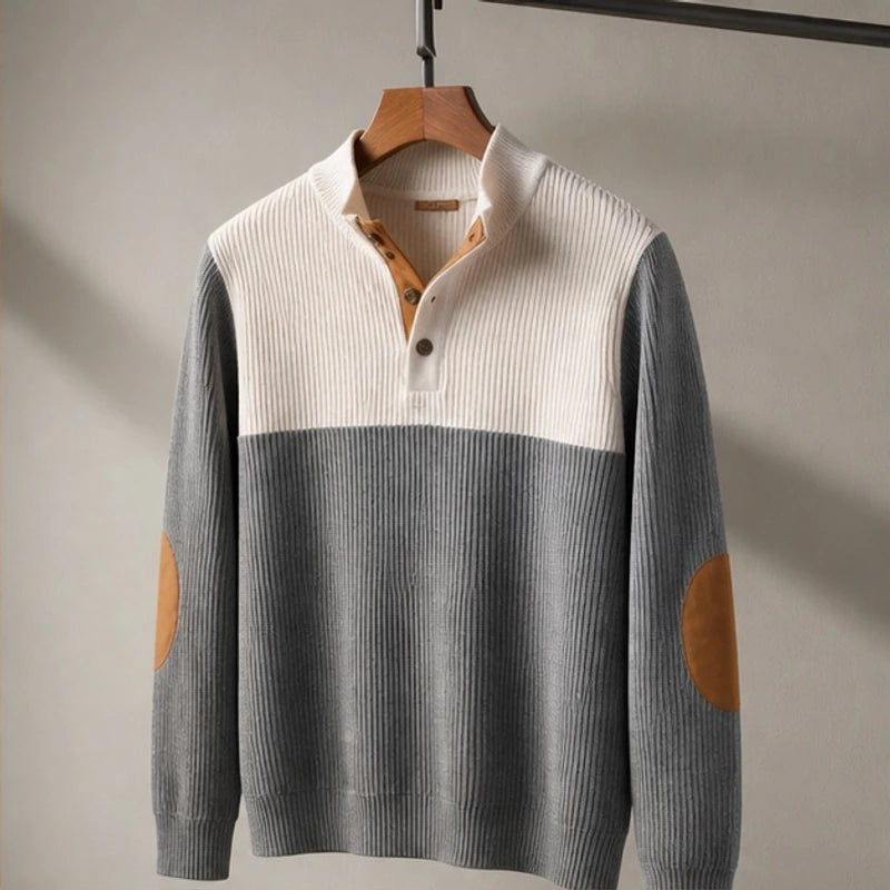 Warwick High Stand Collar Sweater - Gray - Men's Clothing > Sweaters & Cardigans > High Collar Sweaters - Brondals - Image 1