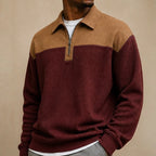 Wendell Textured Colorblock Polo Sweater - Burgundy Red - clothing - Brondals - Image 3