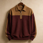 Wendell Textured Colorblock Polo Sweater - Burgundy Red - Clothing > Sweaters & Cardigans > Quarter-Zip Polo Sweaters - Brondals - Image 1