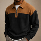 Wendell Textured Colorblock Polo Sweater - Black - clothing - Brondals - Image 3