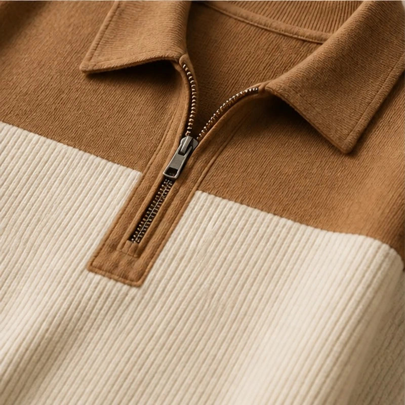 Wendell Textured Colorblock Polo Sweater - Off-White - Clothing > Sweaters & Cardigans > Quarter-Zip Polo Sweaters - Brondals - Image 2