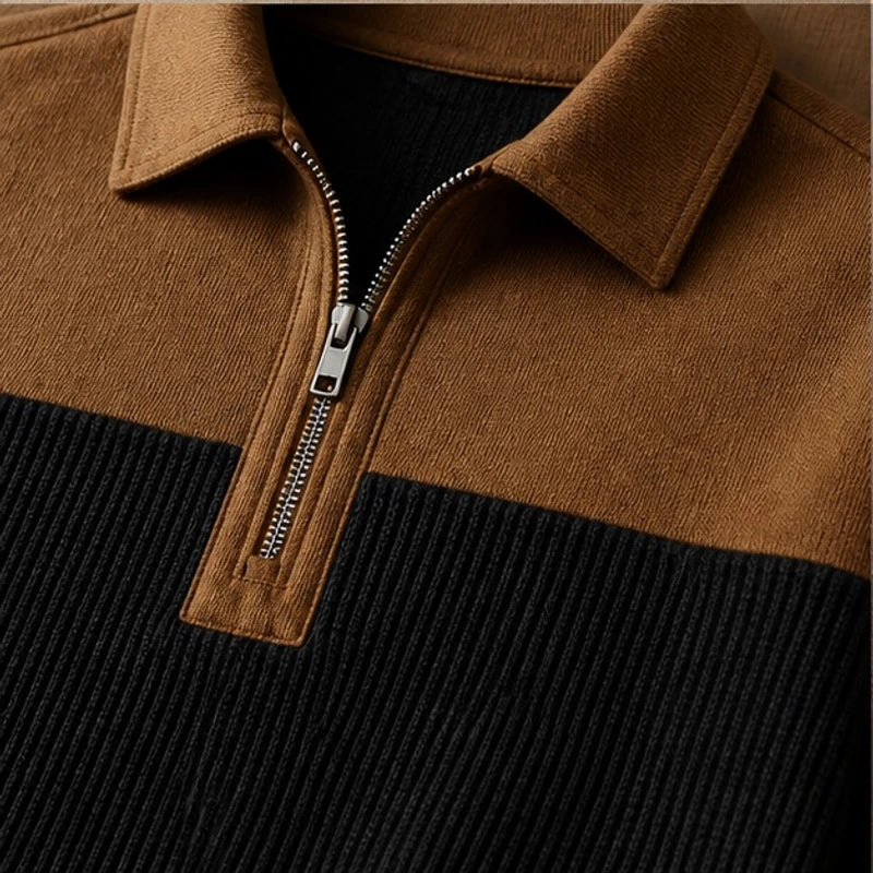 Wendell Textured Colorblock Polo Sweater - Black - Clothing > Sweaters & Cardigans > Quarter-Zip Polo Sweaters - Brondals - Image 2