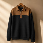 Wendell Textured Colorblock Polo Sweater - Black - Clothing > Sweaters & Cardigans > Quarter-Zip Polo Sweaters - Brondals - Image 1