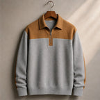 Wendell Textured Colorblock Polo Sweater - Gray - Clothing > Sweaters & Cardigans > Quarter-Zip Polo Sweaters - Brondals - Image 1