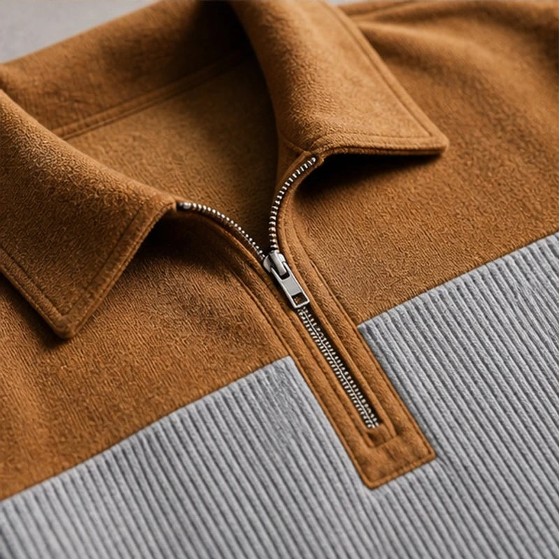 Wendell Textured Colorblock Polo Sweater - Gray - Clothing > Sweaters & Cardigans > Quarter-Zip Polo Sweaters - Brondals - Image 2