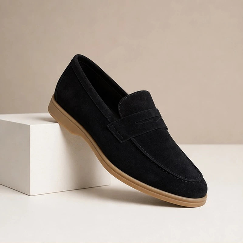 Whitaker Suede Penny Loafers - Black - Men's Footwear > Loafers > Penny Loafers - Brondals - Image 1