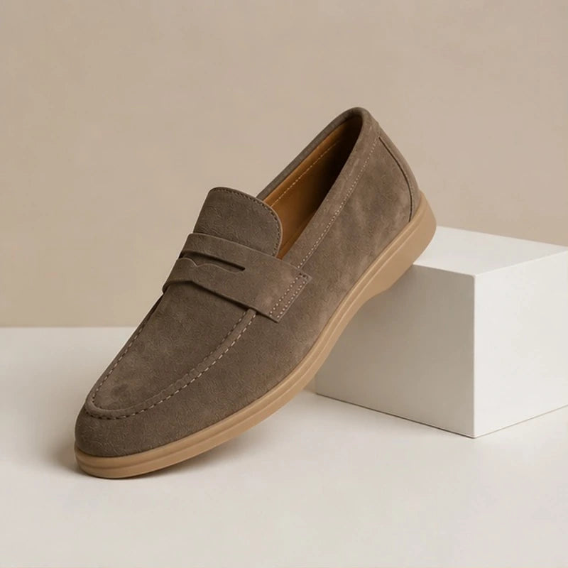 Whitaker Suede Penny Loafers - Taupe - Men's Footwear > Loafers > Penny Loafers - Brondals - Image 1