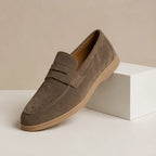Whitaker Suede Penny Loafers - Taupe - Men's Footwear > Loafers > Penny Loafers - Brondals - Image 1