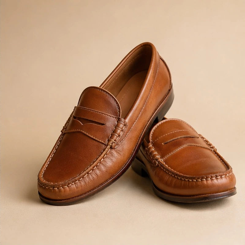 Wilhelmina Orthopedic Leather Loafers - Brown - Women's Footwear > Orthopedic Penny Loafers - Brondals - Image 1