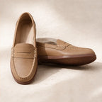 Wilhelmina Orthopedic Leather Loafers - Khaki - Women's Footwear > Orthopedic Penny Loafers - Brondals - Image 1