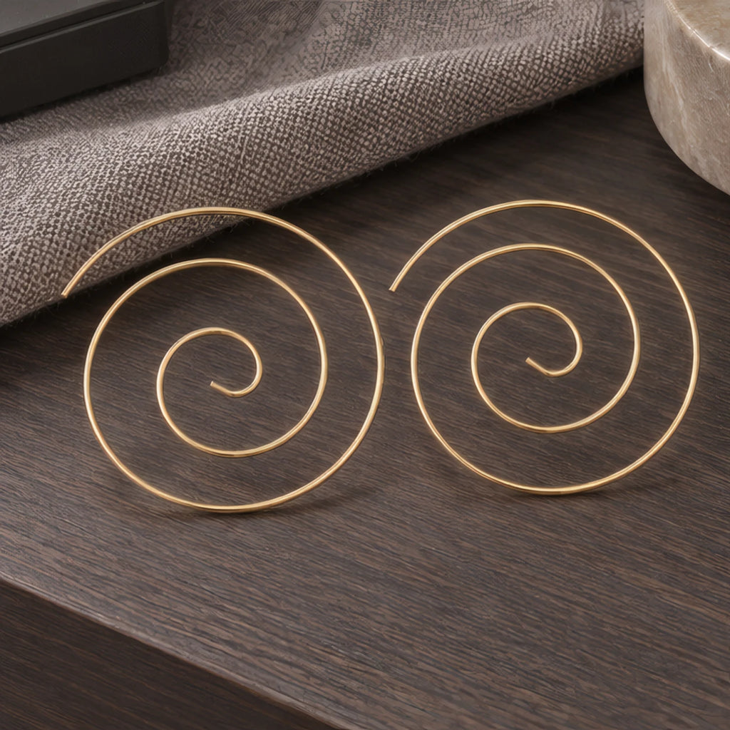 Willa Sculptural Spiral Hoop Earrings - Gold - Jewelry > Earrings > Hoop Earrings - Brondals - Image 2