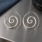 Willa Sculptural Spiral Hoop Earrings - Silver - Jewelry > Earrings > Hoop Earrings - Brondals - Image 2