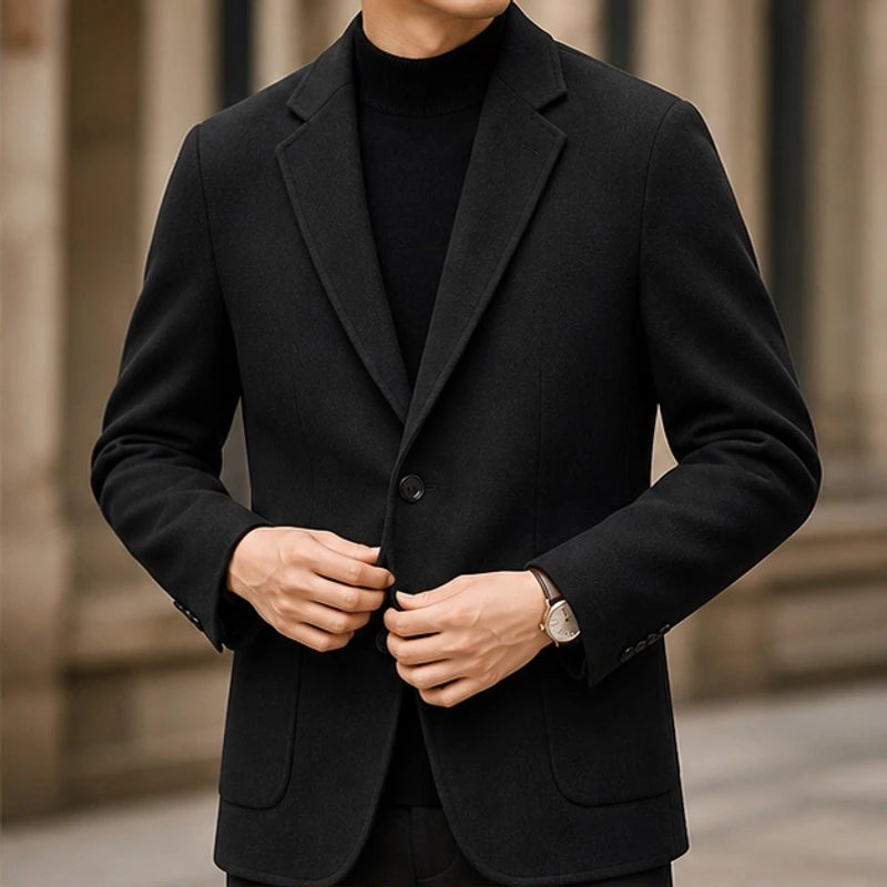 Wolcott Single-Breasted Wool Coat - Black - Outerwear > Coats > Wool Coats - Brondals - Image 2