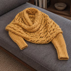 Wren Women's Knit Sleeved Scarf Shawl - Yellow - Women's Accessories > Scarves & Wraps > Sleeved Shawls - Brondals - Image 3