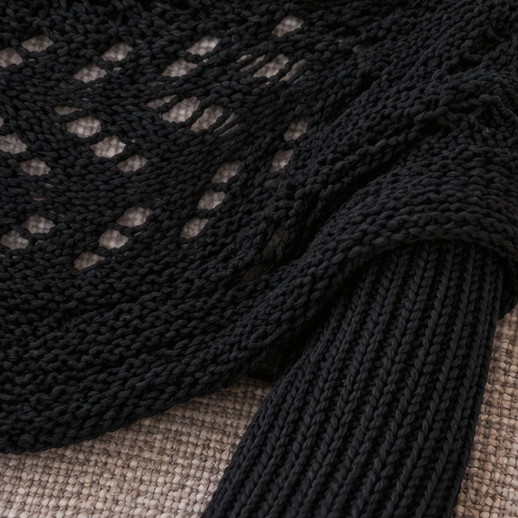Wren Women's Knit Sleeved Scarf Shawl - Black - female - Brondals - Image 4