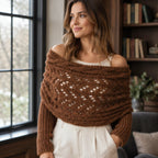 Wren Women's Knit Sleeved Scarf Shawl - Brown - Women's Accessories > Scarves & Wraps > Sleeved Shawls - Brondals - Image 1