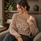 Wren Women's Knit Sleeved Scarf Shawl - Khaki - size_chart - Brondals - Image 2