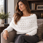 Wren Women's Knit Sleeved Scarf Shawl - White - Women's Accessories > Scarves & Wraps > Sleeved Shawls - Brondals - Image 1