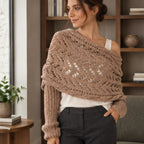 Wren Women's Knit Sleeved Scarf Shawl - Khaki - Women's Accessories > Scarves & Wraps > Sleeved Shawls - Brondals - Image 1