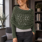 Wren Women's Knit Sleeved Scarf Shawl - Dark green - Women's Accessories > Scarves & Wraps > Sleeved Shawls - Brondals - Image 1