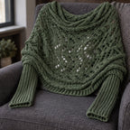 Wren Women's Knit Sleeved Scarf Shawl - Dark green - Women's Accessories > Scarves & Wraps > Sleeved Shawls - Brondals - Image 3
