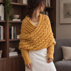 Wren Women's Knit Sleeved Scarf Shawl - Yellow - Women's Accessories > Scarves & Wraps > Sleeved Shawls - Brondals - Image 1