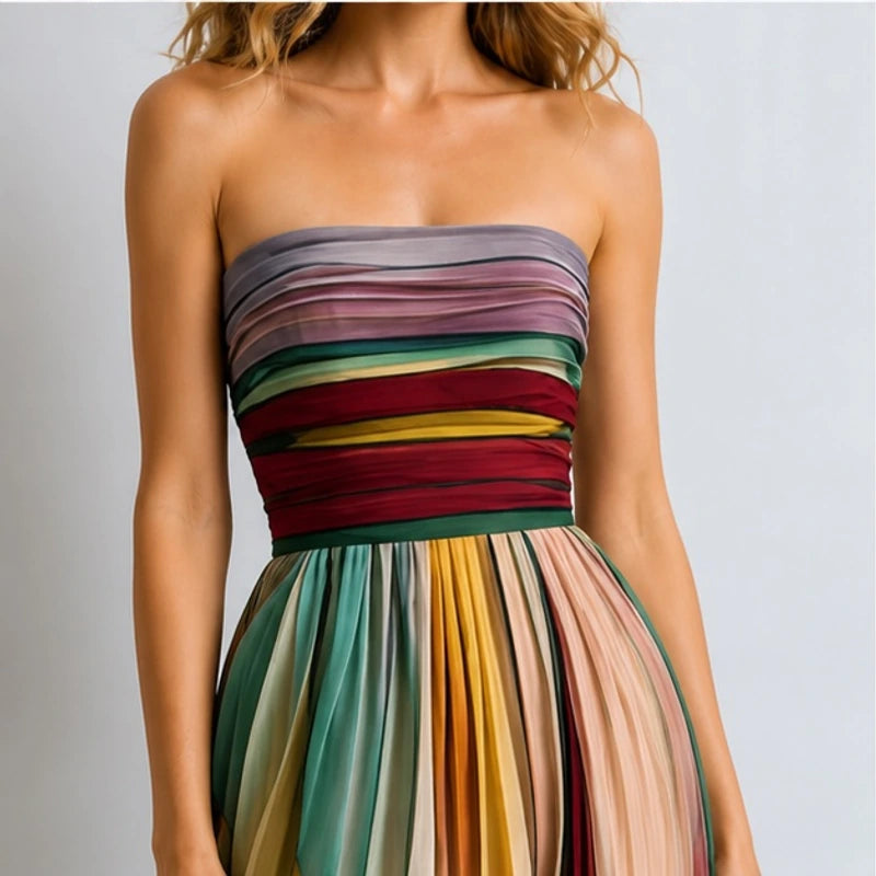 Xanthe Strapless Flowy Maxi Dress - Multi-Color - Women's Clothing > Dresses > Maxi Dresses - Brondals - Image 4
