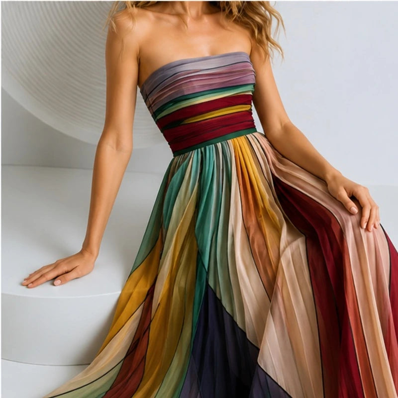 Xanthe Strapless Flowy Maxi Dress - Multi-Color - women's clothing - Brondals - Image 5