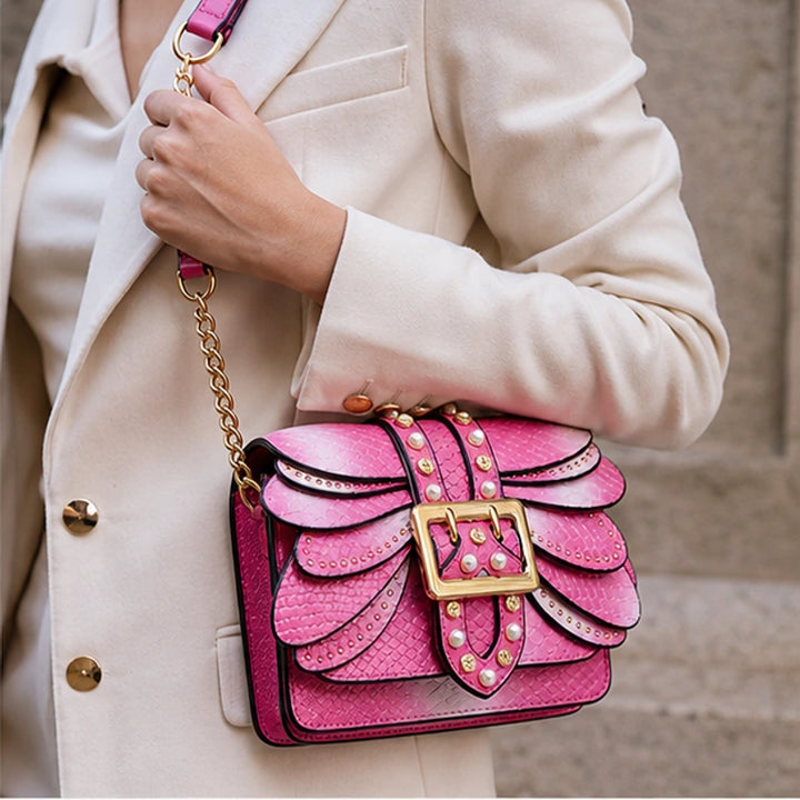 Aeshna Leather Crossbody Bag - Pink - handbag - Brondals - Image 6