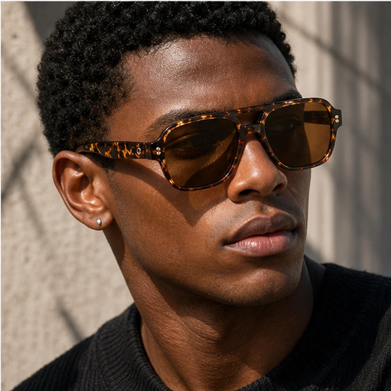 Palma Azure Aviator Sunglasses - Classic Havana - double bridge - Brondals - Image 5