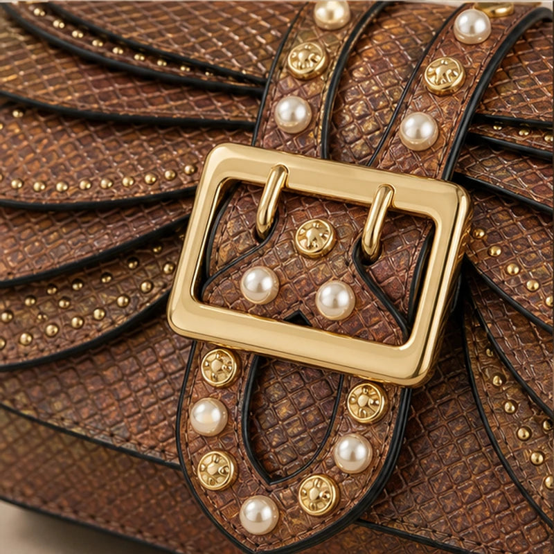 Aeshna Leather Crossbody Bag - Purple - structured bag - Brondals - Image 4