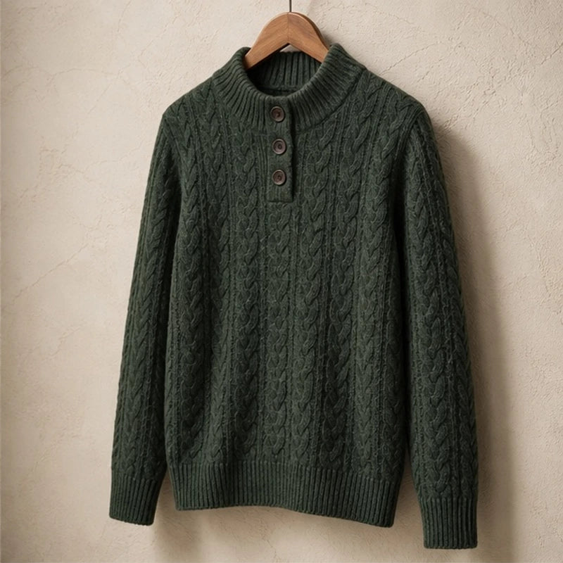 Yolanda Cashmere Sweater - Olive - Women's Clothing > Sweaters & Cardigans > Cable Knit Sweaters - Brondals - Image 1
