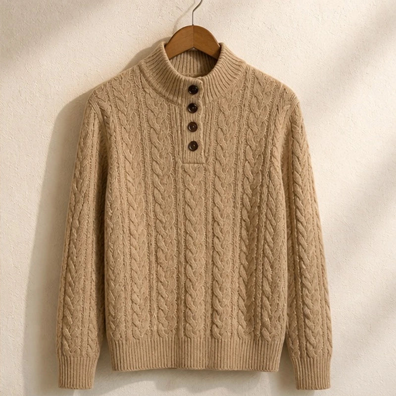 Yolanda Cashmere Sweater - Khaki - Women's Clothing > Sweaters & Cardigans > Cable Knit Sweaters - Brondals - Image 1